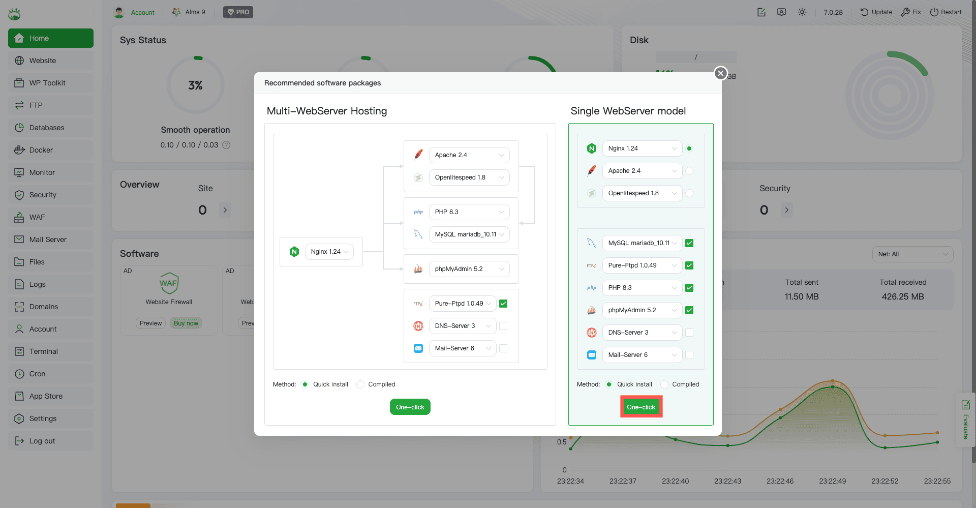 初期設定の実行画面